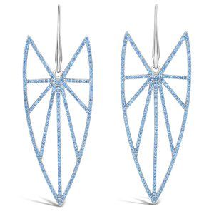 New Sterling Silver, Modern Blue CZ Earrings